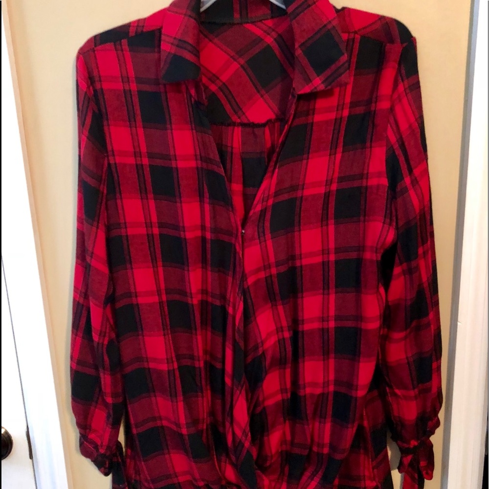 Wrapped Buffalo Plaid Top
